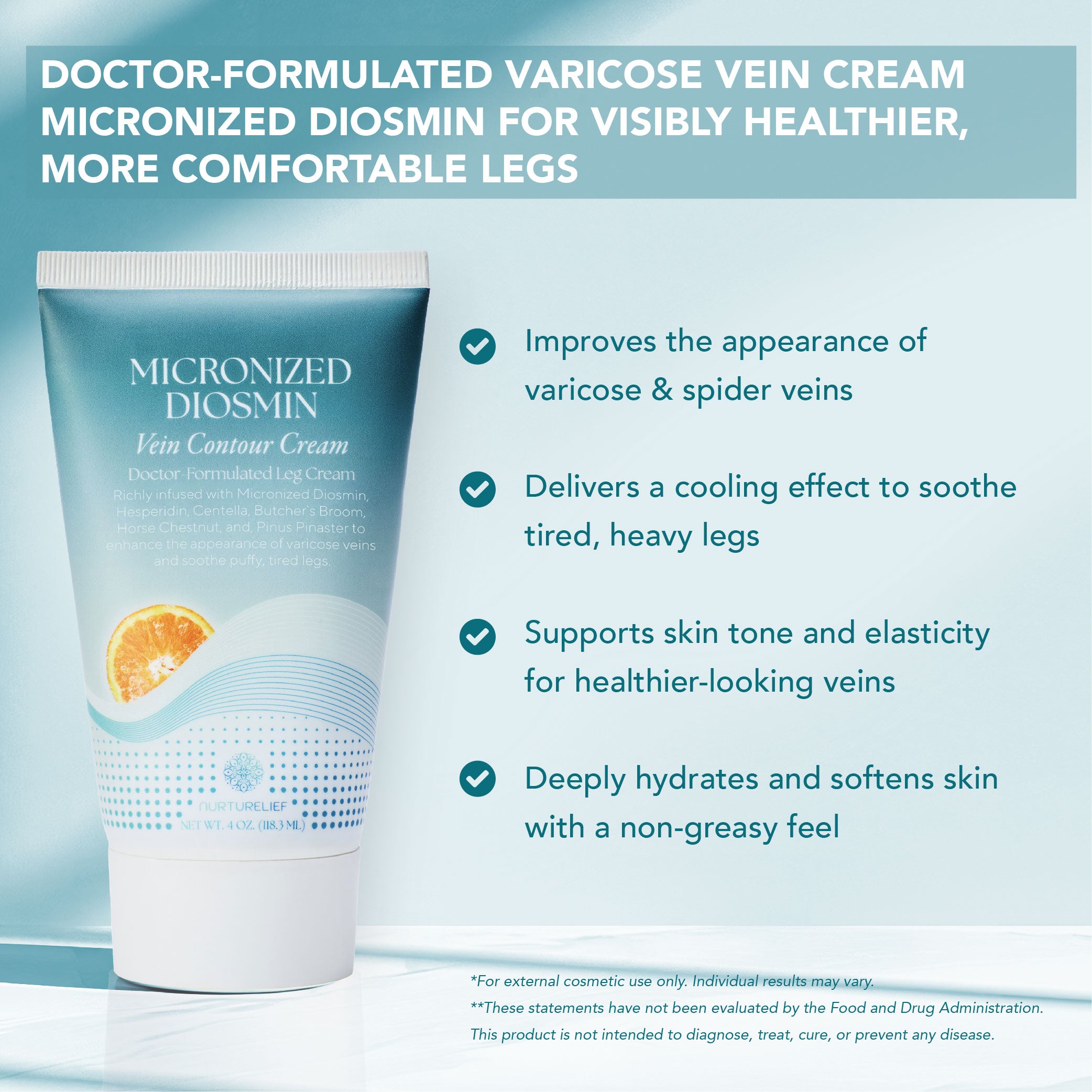 Crema para el contorno de venas con diosmina micronizada